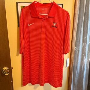 Nike Men's Red Polo Shirt university of Virginia Cavaliers Golf Shirt NEW w TAGS